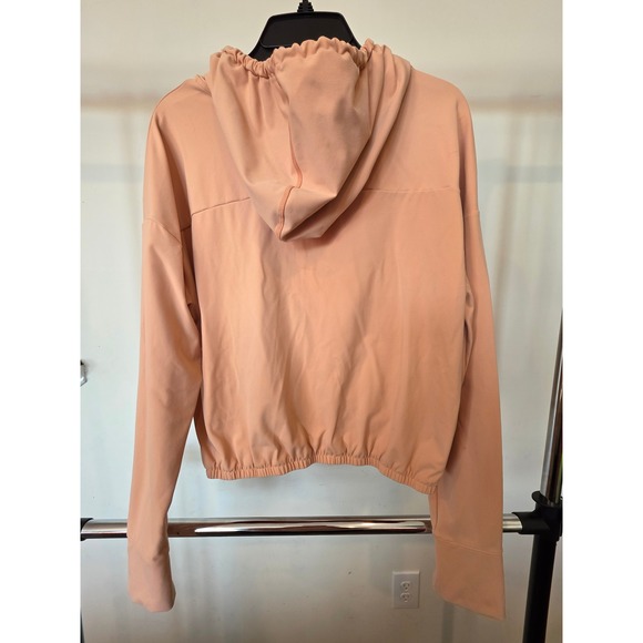 FLX Travel Leisure Women's Peach Cropped Hoodie Wrap Front Thumbholes Size L - Picture 6 of 6